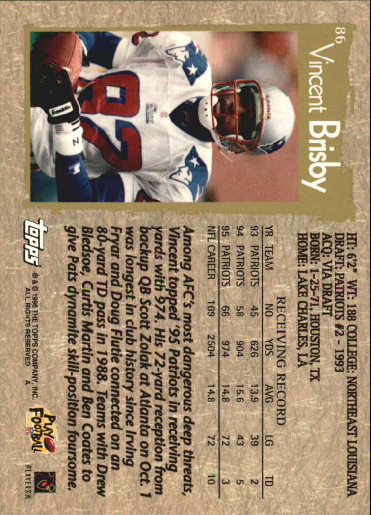 B0473- 1996 Topps Football Card #s 1-250 +Rookies -You Pick - 15+ FREE SHIP - Picture 161 of 439