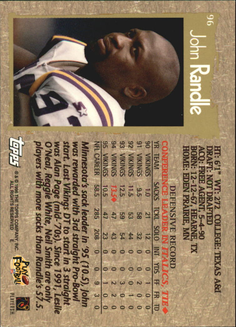 B0473- 1996 Topps Football Card #s 1-250 +Rookies -You Pick - 15+ FREE SHIP - Picture 181 of 439