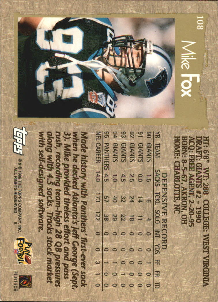 B0473- 1996 Topps Football Card #s 1-250 +Rookies -You Pick - 15+ FREE SHIP - Picture 203 of 439
