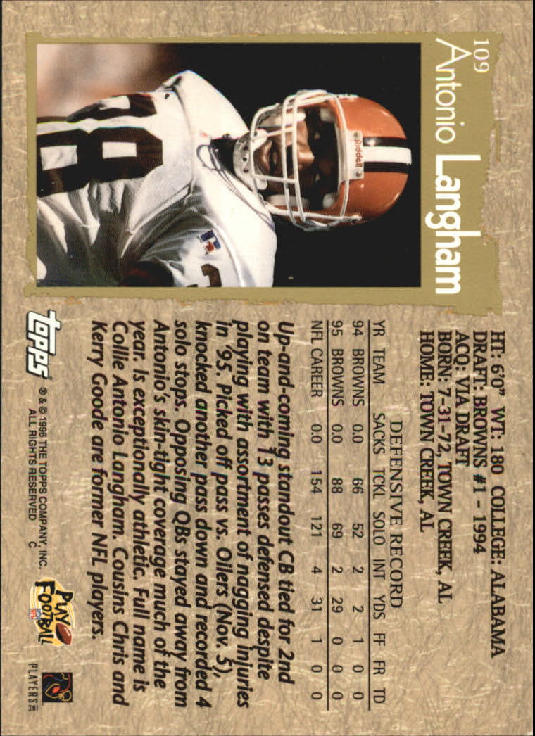 B0473- 1996 Topps Football Card #s 1-250 +Rookies -You Pick - 15+ FREE SHIP - Picture 205 of 439