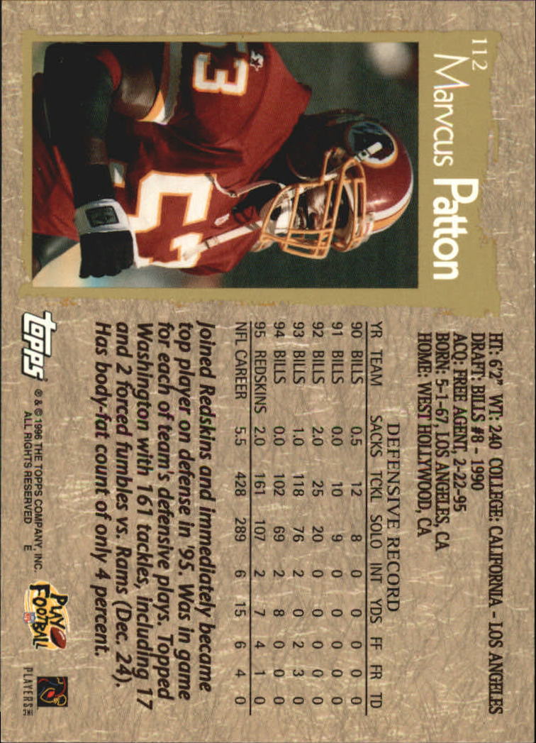 B0473- 1996 Topps Football Card #s 1-250 +Rookies -You Pick - 15+ FREE SHIP - Picture 209 of 439
