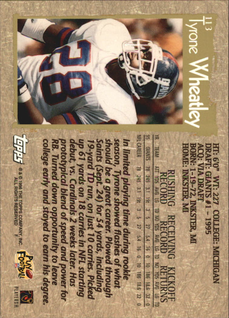B0473- 1996 Topps Football Card #s 1-250 +Rookies -You Pick - 15+ FREE SHIP - Picture 211 of 439