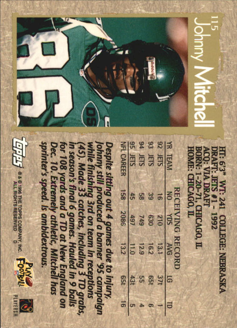 B0473- 1996 Topps Football Card #s 1-250 +Rookies -You Pick - 15+ FREE SHIP - Picture 215 of 439