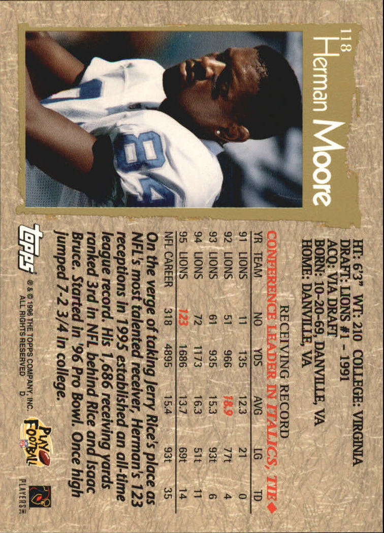 B0473- 1996 Topps Football Card #s 1-250 +Rookies -You Pick - 15+ FREE SHIP - Picture 221 of 439