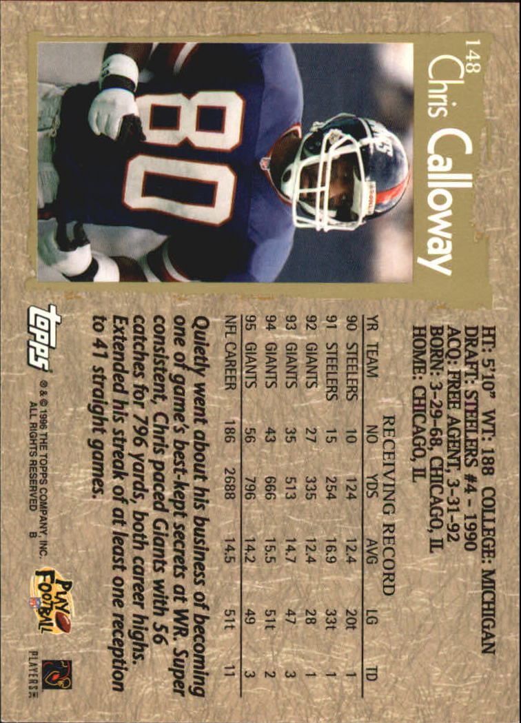 B0473- 1996 Topps Football Card #s 1-250 +Rookies -You Pick - 15+ FREE SHIP - Picture 277 of 439
