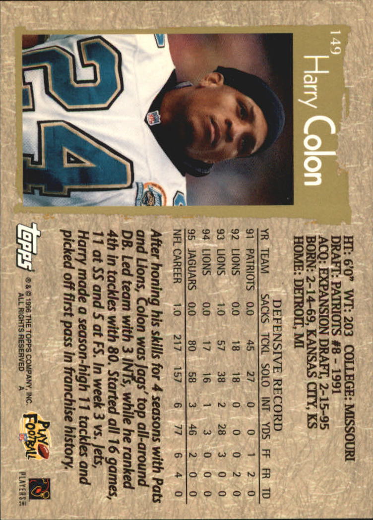 B0473- 1996 Topps Football Card #s 1-250 +Rookies -You Pick - 15+ FREE SHIP - Picture 279 of 439