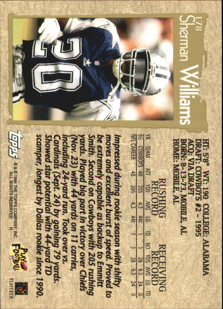 B0473- 1996 Topps Football Card #s 1-250 +Rookies -You Pick - 15+ FREE SHIP - Picture 323 of 439