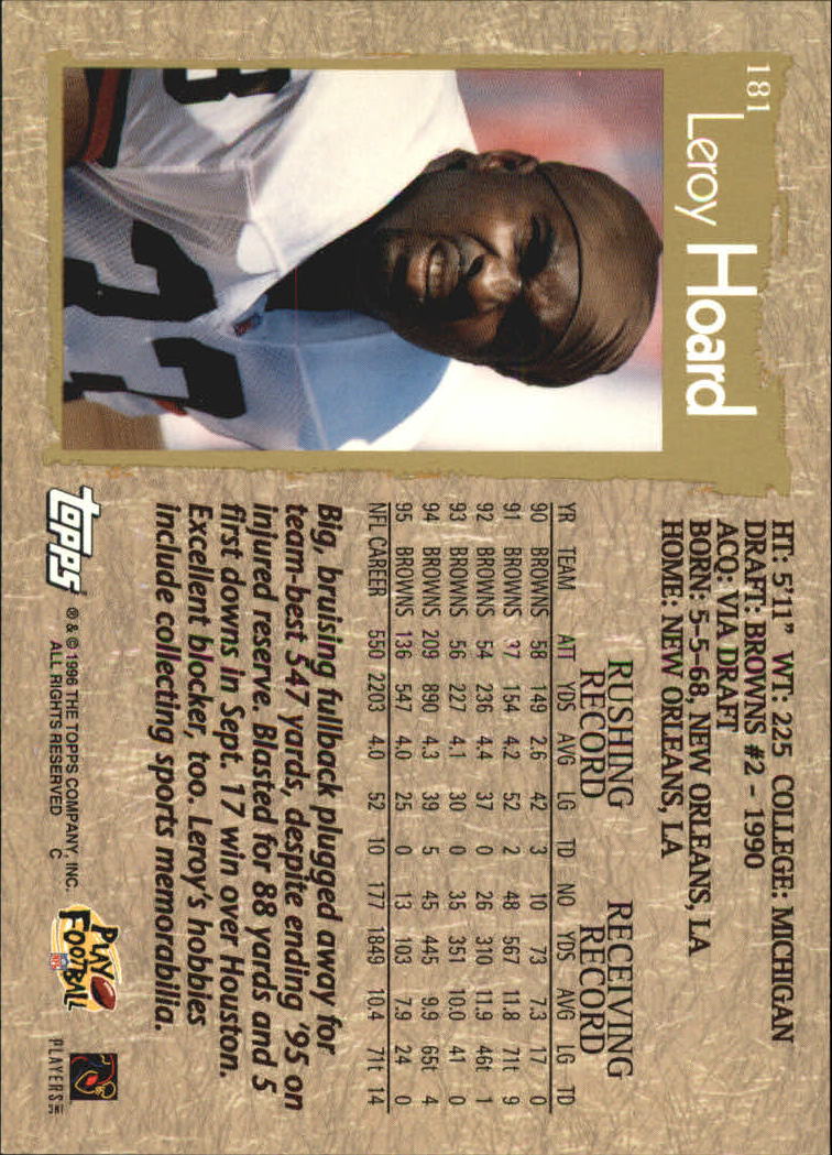 B0473- 1996 Topps Football Card #s 1-250 +Rookies -You Pick - 15+ FREE SHIP - Picture 329 of 439