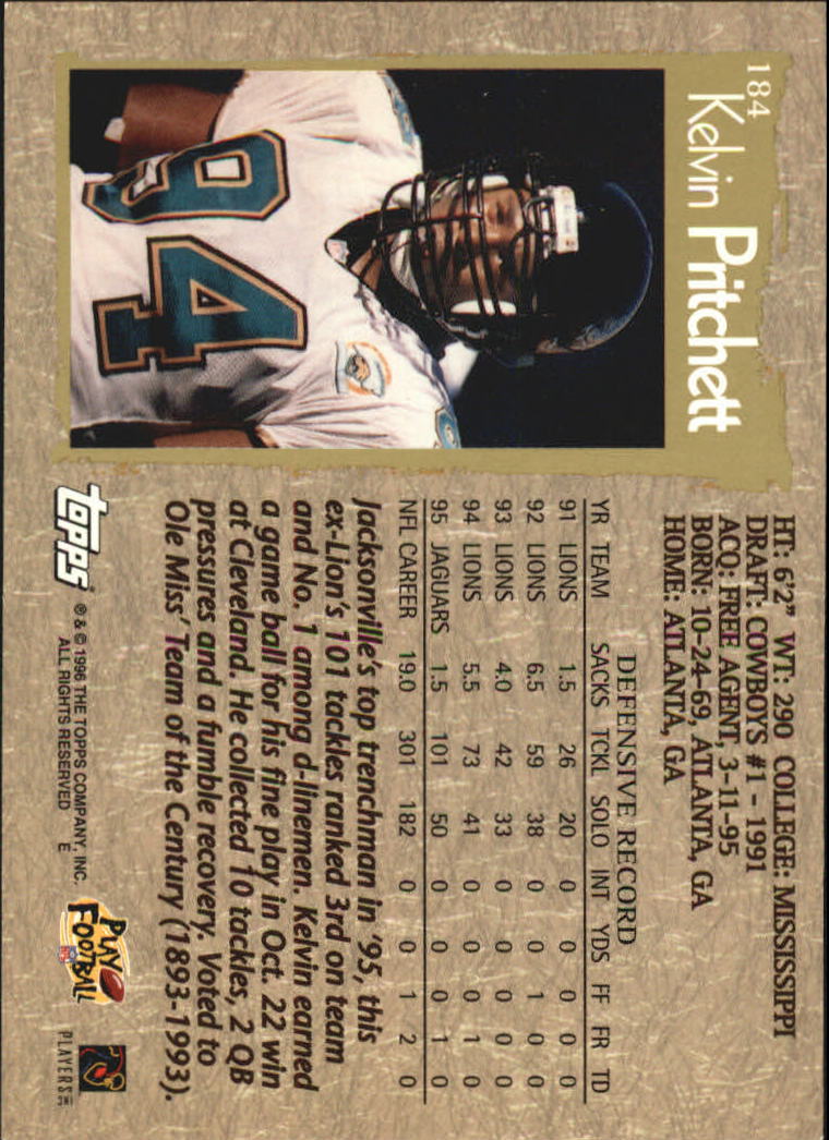 B0473- 1996 Topps Football Card #s 1-250 +Rookies -You Pick - 15+ FREE SHIP - Picture 335 of 439