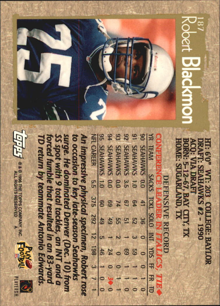 B0473- 1996 Topps Football Card #s 1-250 +Rookies -You Pick - 15+ FREE SHIP - Picture 341 of 439