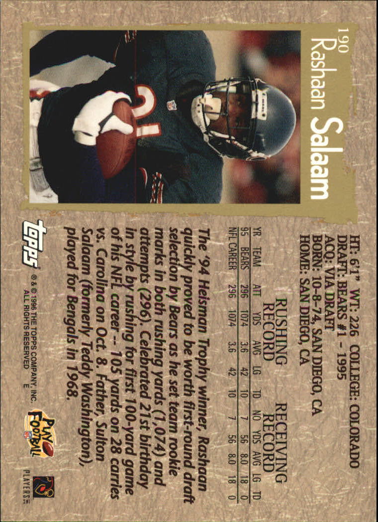 B0473- 1996 Topps Football Card #s 1-250 +Rookies -You Pick - 15+ FREE SHIP - Picture 345 of 439