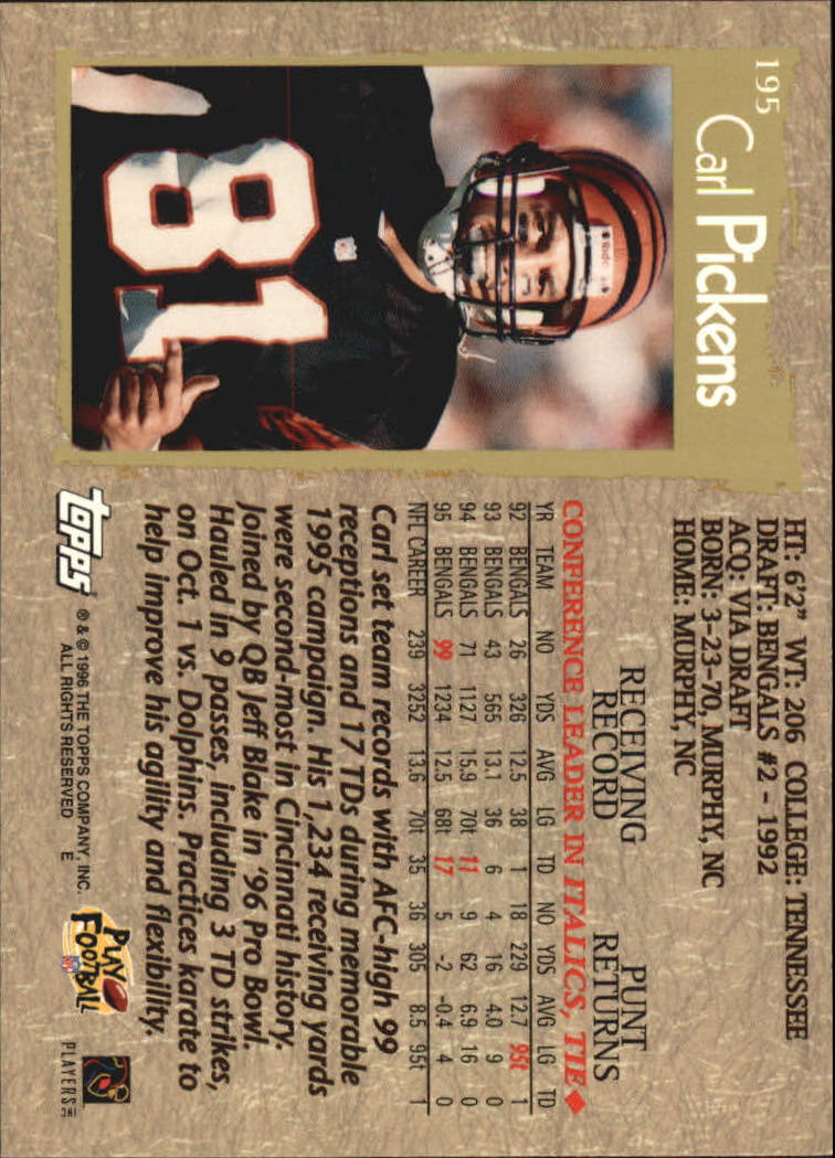B0473- 1996 Topps Football Card #s 1-250 +Rookies -You Pick - 15+ FREE SHIP - Picture 351 of 439
