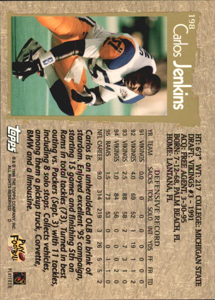 B0473- 1996 Topps Football Card #s 1-250 +Rookies -You Pick - 15+ FREE SHIP - Picture 355 of 439