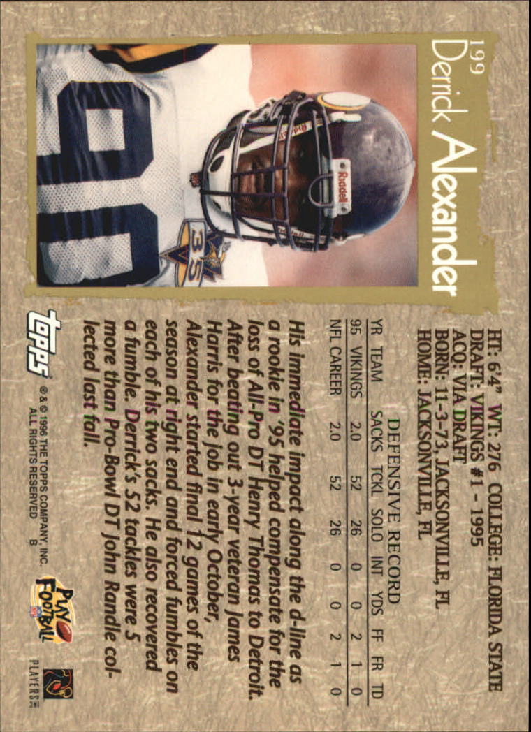 B0473- 1996 Topps Football Card #s 1-250 +Rookies -You Pick - 15+ FREE SHIP - Picture 357 of 439