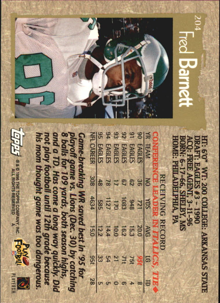 B0473- 1996 Topps Football Card #s 1-250 +Rookies -You Pick - 15+ FREE SHIP - Picture 365 of 439