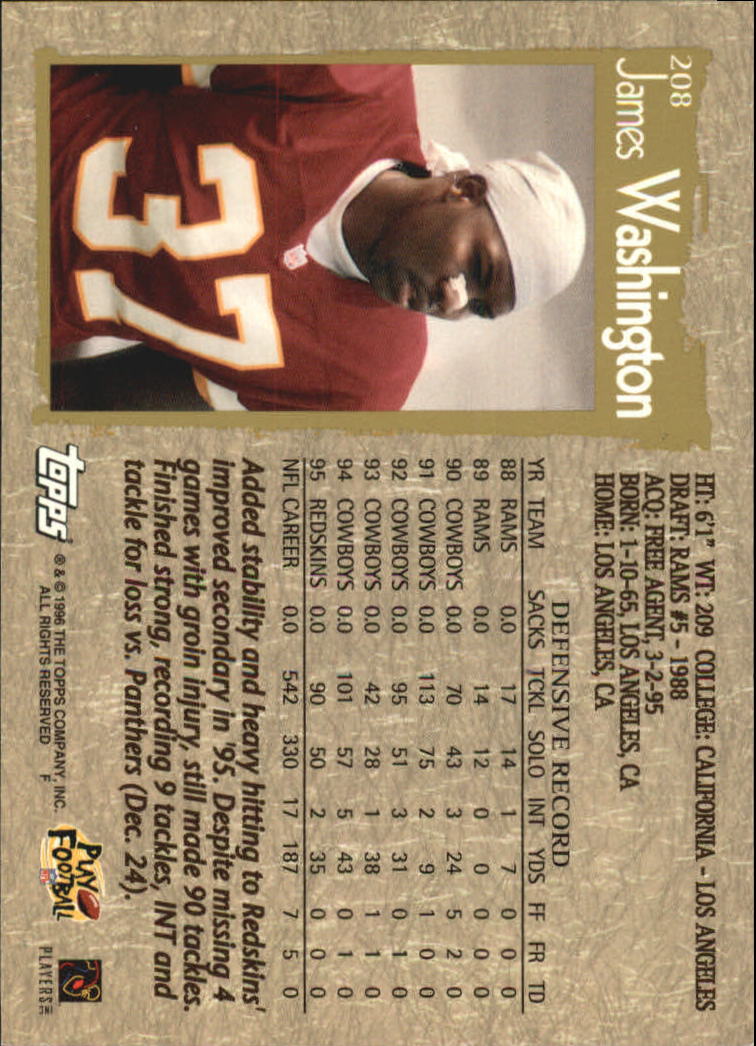 B0473- 1996 Topps Football Card #s 1-250 +Rookies -You Pick - 15+ FREE SHIP - Picture 371 of 439