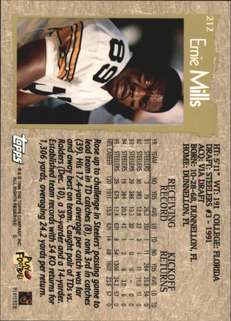 B0473- 1996 Topps Football Card #s 1-250 +Rookies -You Pick - 15+ FREE SHIP - Picture 377 of 439