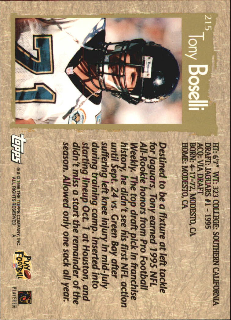 B0473- 1996 Topps Football Card #s 1-250 +Rookies -You Pick - 15+ FREE SHIP - Picture 383 of 439