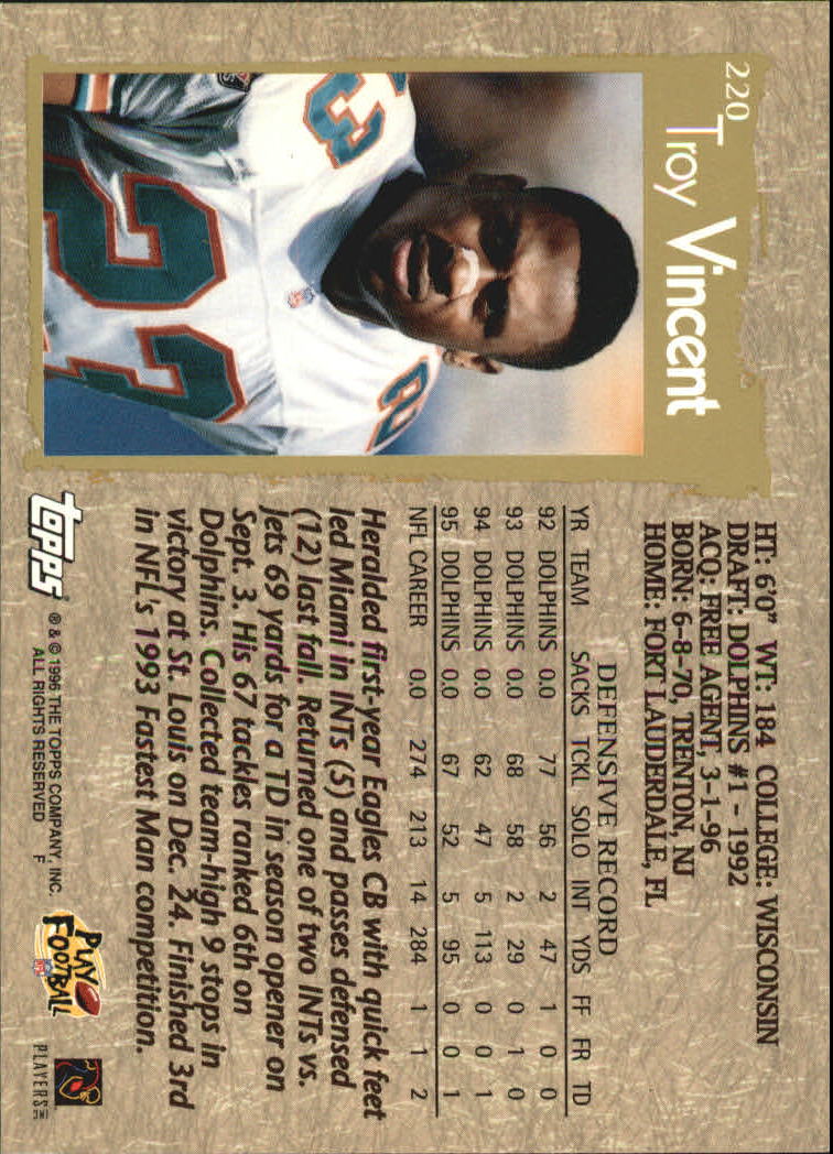 B0473- 1996 Topps Football Card #s 1-250 +Rookies -You Pick - 15+ FREE SHIP - Picture 391 of 439