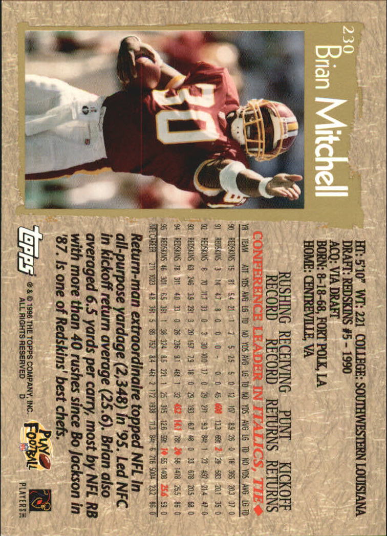 B0473- 1996 Topps Football Card #s 1-250 +Rookies -You Pick - 15+ FREE SHIP - Picture 403 of 439