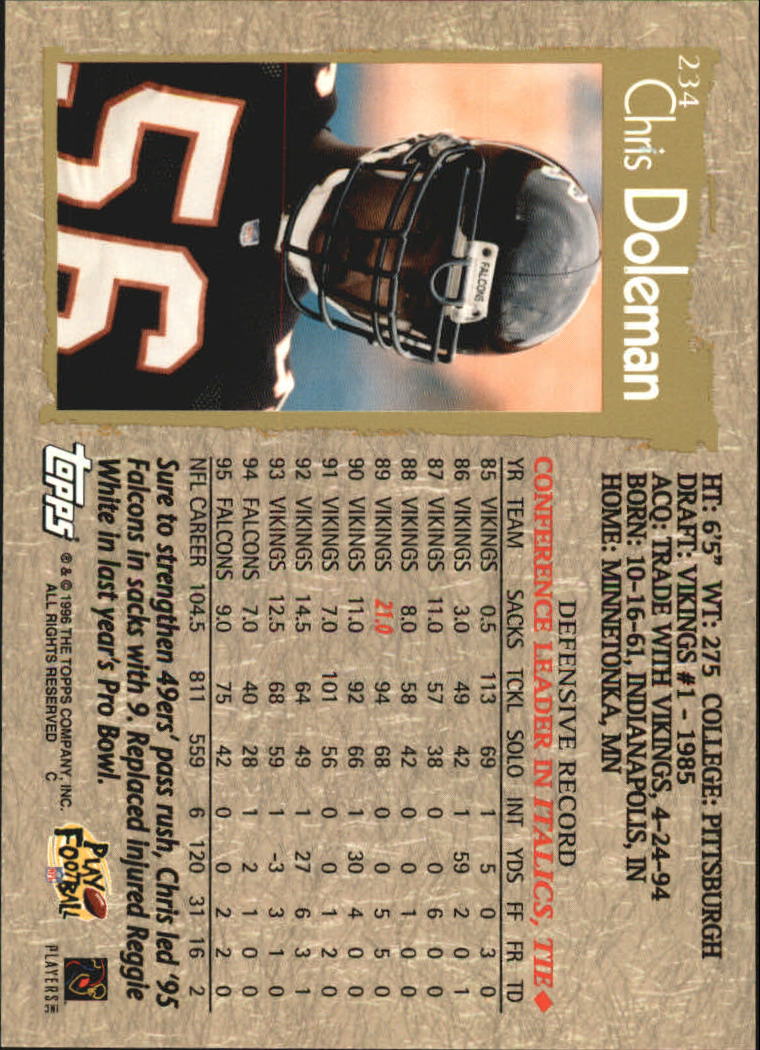 B0473- 1996 Topps Football Card #s 1-250 +Rookies -You Pick - 15+ FREE SHIP - Picture 409 of 439