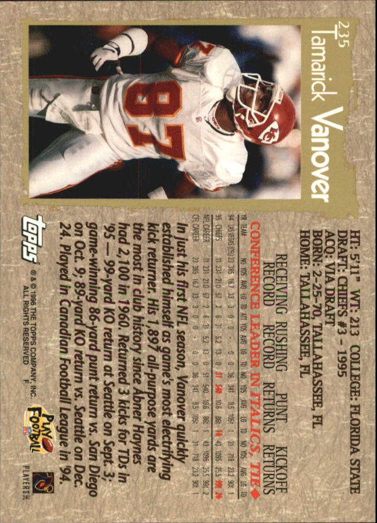 B0473- 1996 Topps Football Card #s 1-250 +Rookies -You Pick - 15+ FREE SHIP - Picture 411 of 439