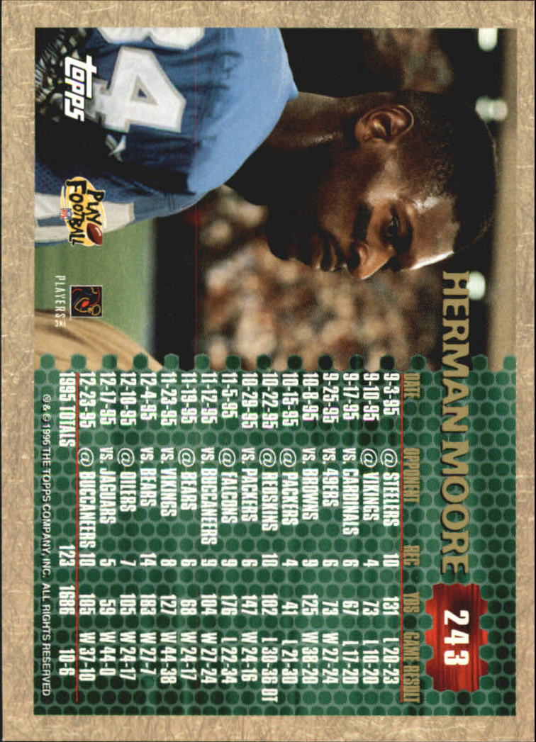 B0473- 1996 Topps Football Card #s 1-250 +Rookies -You Pick - 15+ FREE SHIP - Picture 427 of 439