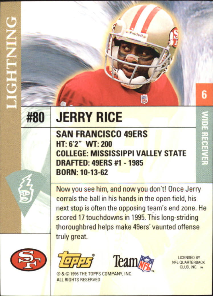 1996 Topps Gilt Edge Definitive Edge #6 Jerry Rice back image