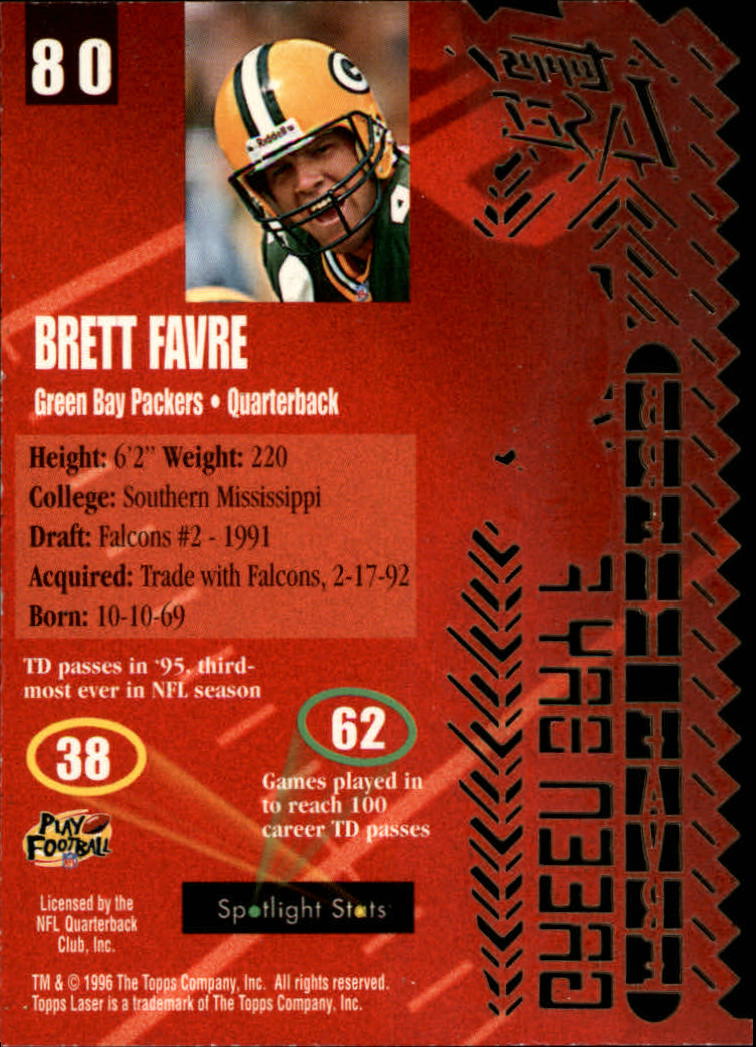 1996 Topps Laser #80 Brett Favre back image