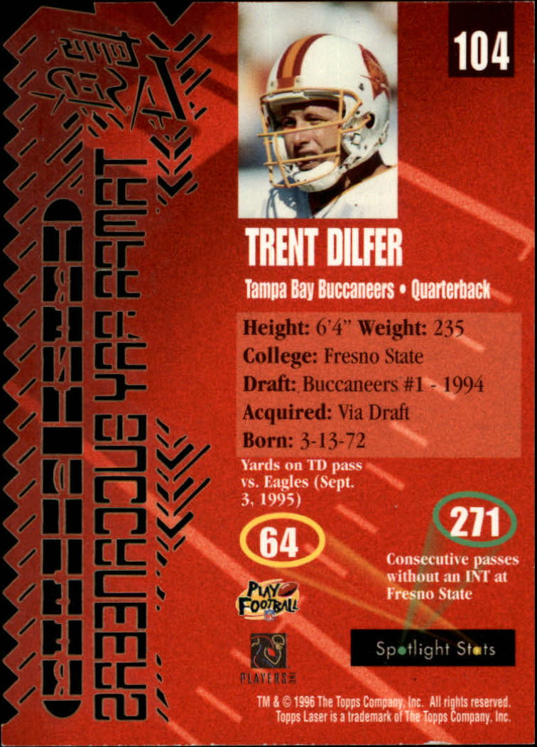 1996 Topps Laser #104 Trent Dilfer back image