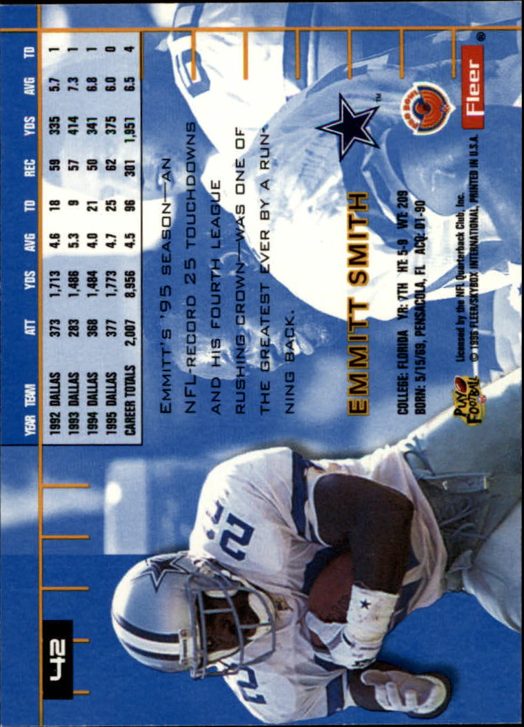 1996 Ultra #42 Emmitt Smith back image