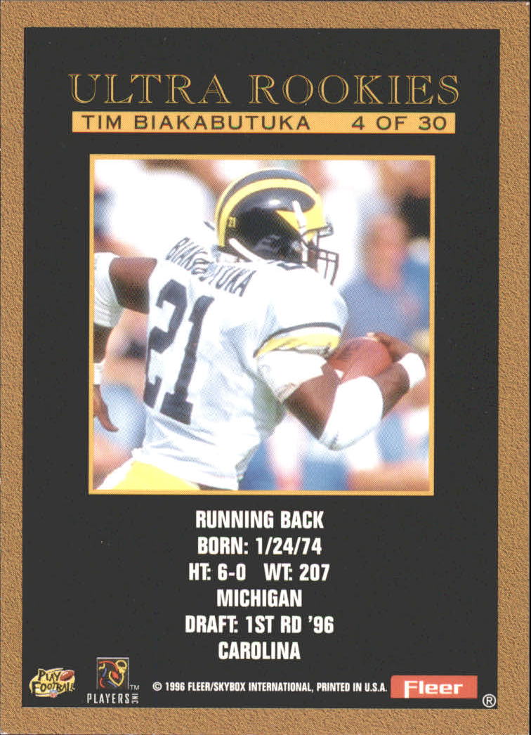 1996 Ultra (Fleer) Football "Insert" Cards - Picture 33 of 61