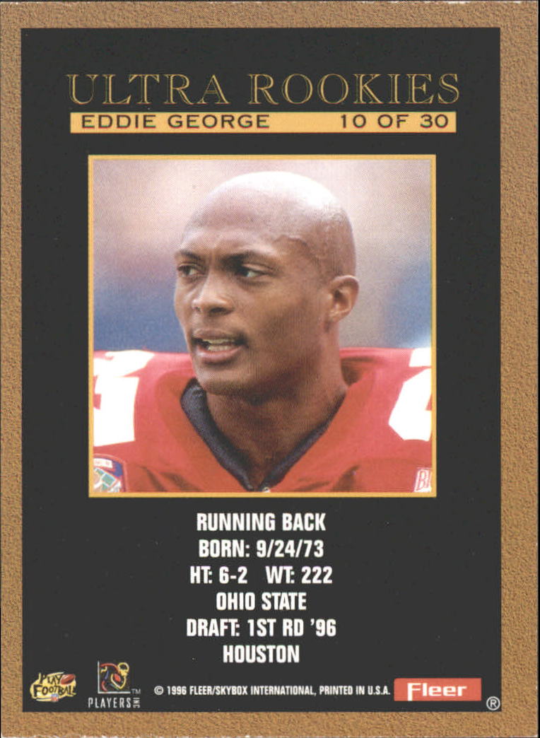 1996 Ultra Rookies #10 Eddie George back image