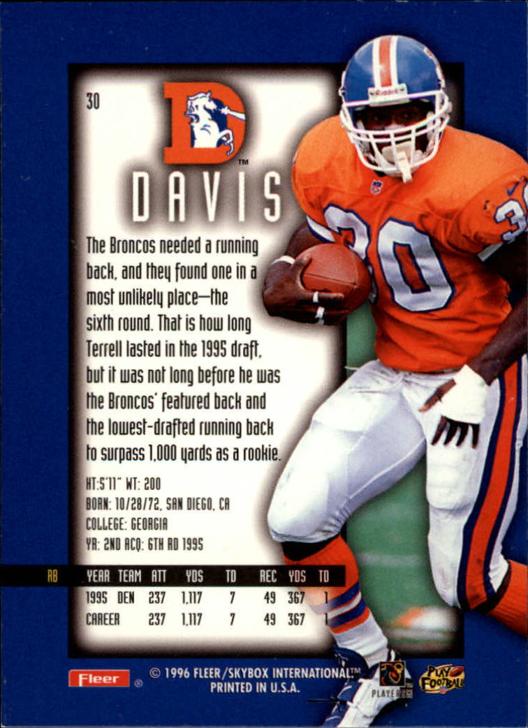 1996 Ultra Sensations #30 Terrell Davis back image