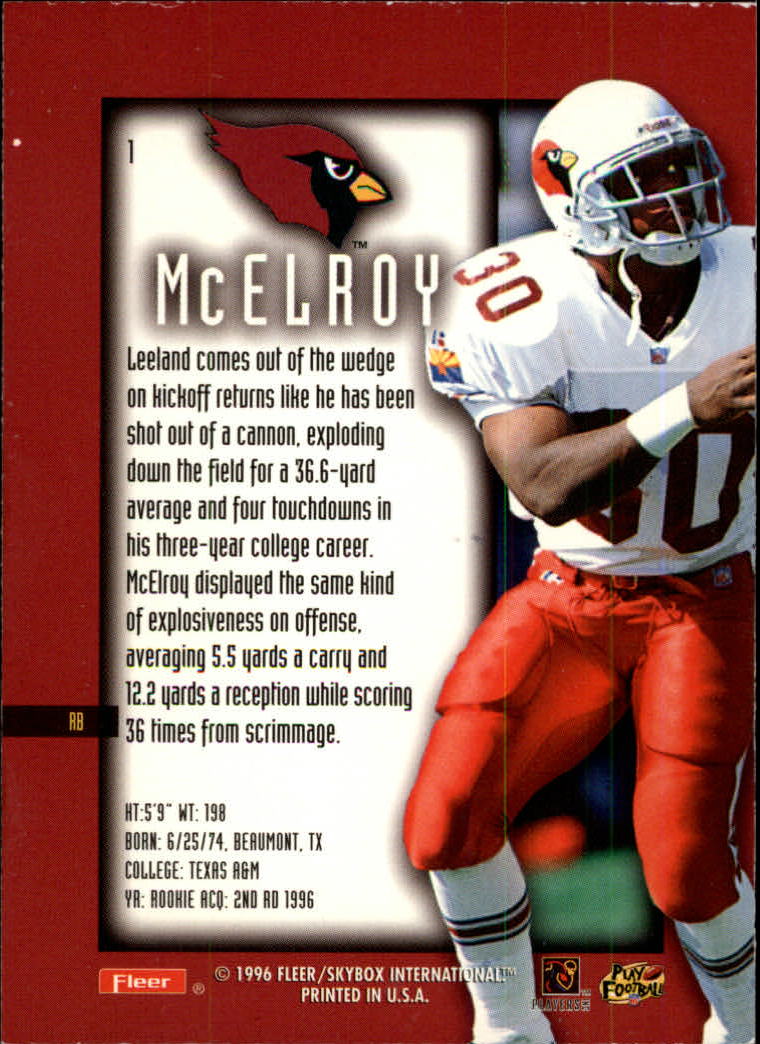 1996 Ultra Sensations (Fleer) Football "Blue" Parallel Cards - Picture 3 of 142