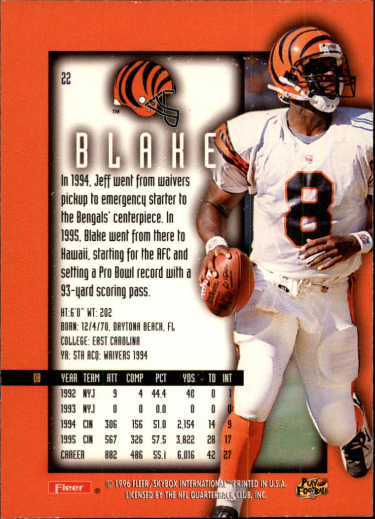 1996 Ultra Sensations (Fleer) Football "Blue" Parallel Cards - Picture 31 of 142