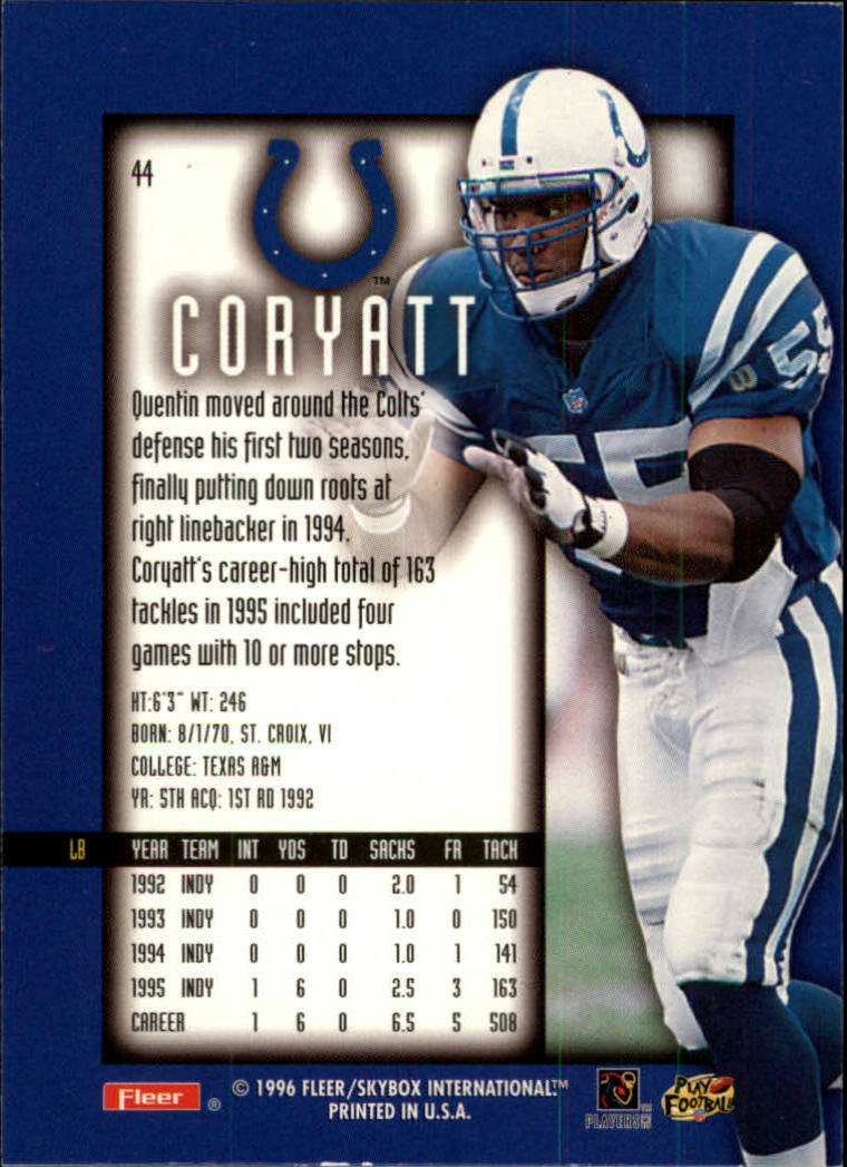 1996 Ultra Sensations (Fleer) Football "Blue" Parallel Cards - Picture 52 of 142