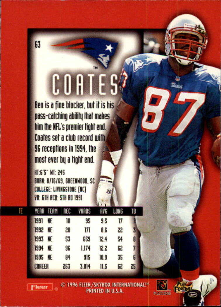 1996 Ultra Sensations (Fleer) Football "Blue" Parallel Cards - Picture 76 of 142