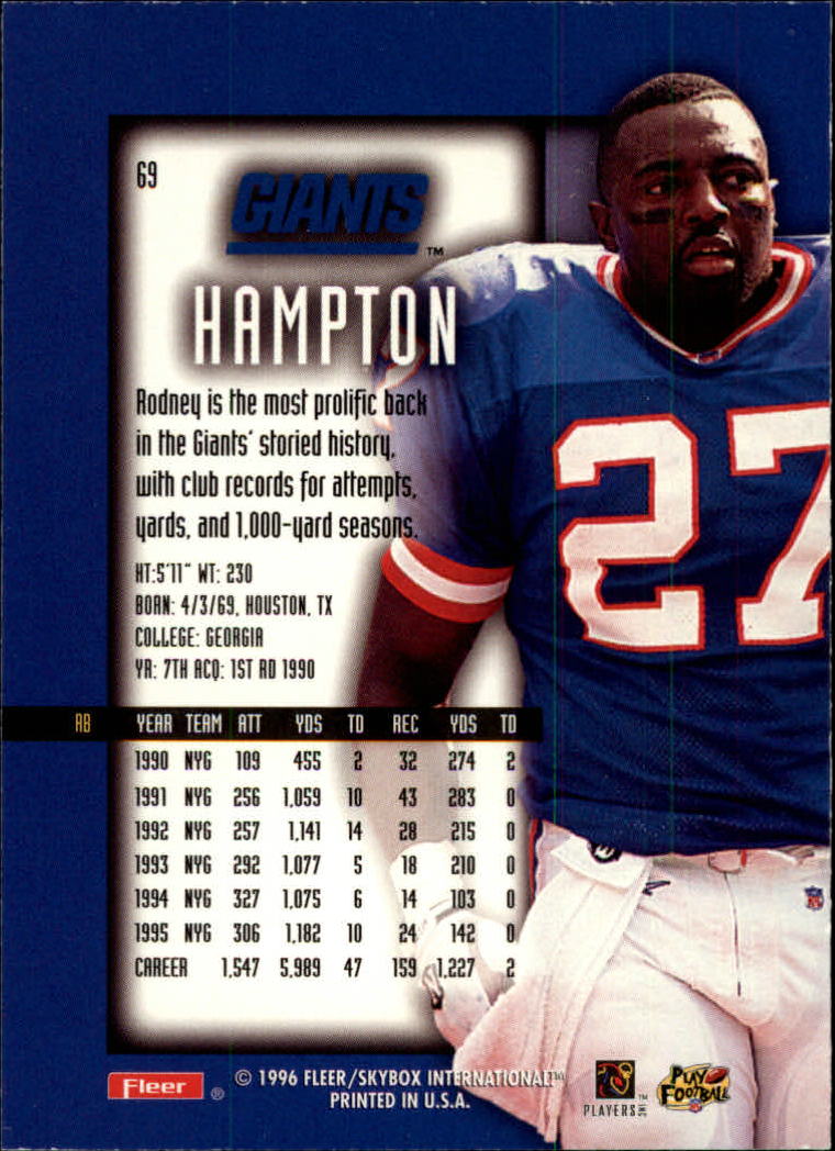 1996 Ultra Sensations (Fleer) Football "Blue" Parallel Cards - Picture 88 of 142