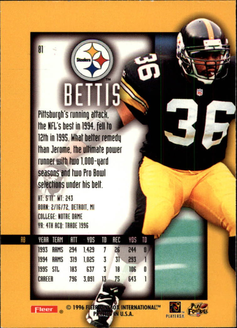 1996 Ultra Sensations (Fleer) Football "Blue" Parallel Cards - Picture 107 of 142