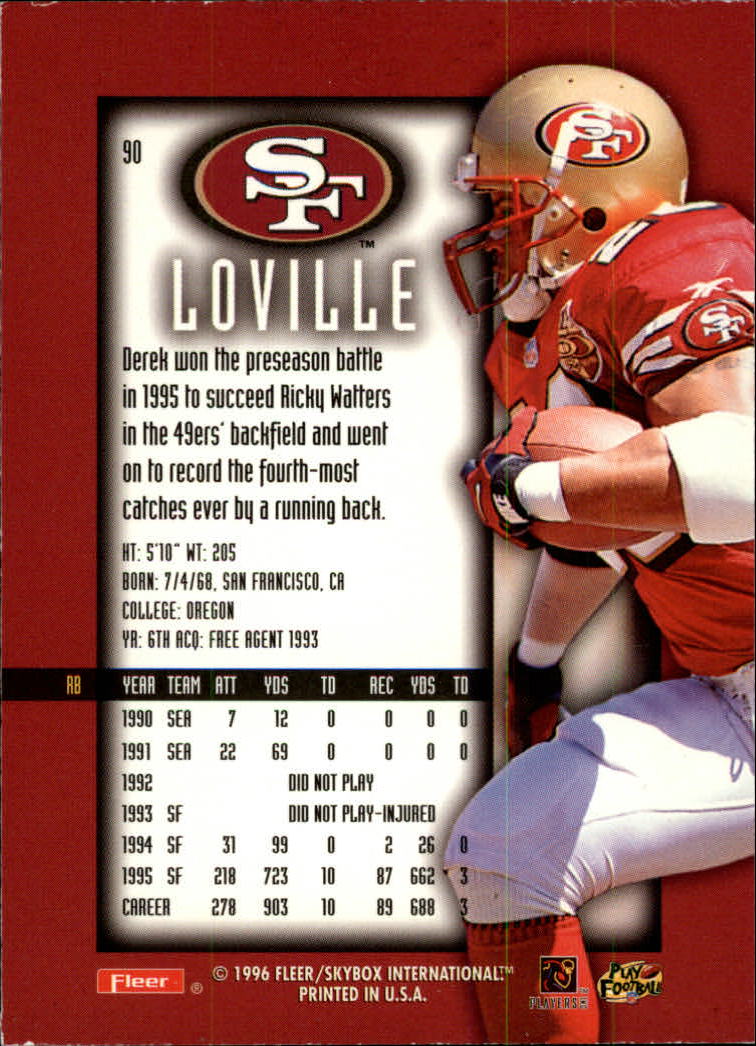 1996 Ultra Sensations (Fleer) Football "Blue" Parallel Cards - Picture 124 of 142