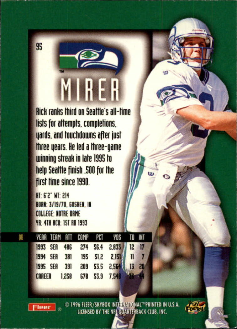 1996 Ultra Sensations (Fleer) Football "Blue" Parallel Cards - Picture 134 of 142