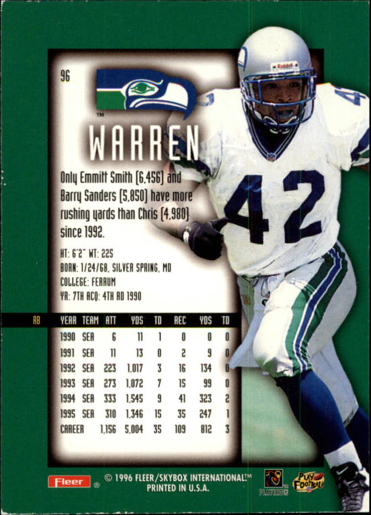 1996 Ultra Sensations (Fleer) Football "Blue" Parallel Cards - Picture 136 of 142