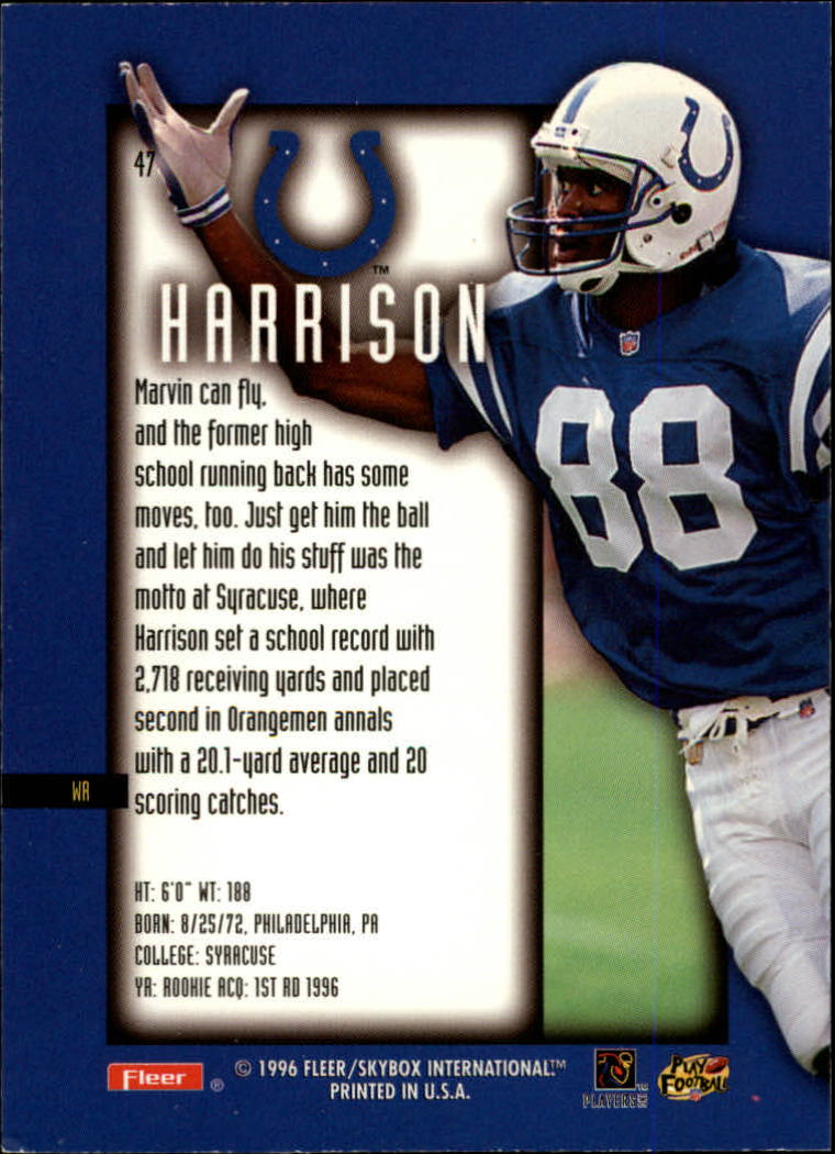 1996 Ultra Sensations Marble Gold #47 Marvin Harrison back image