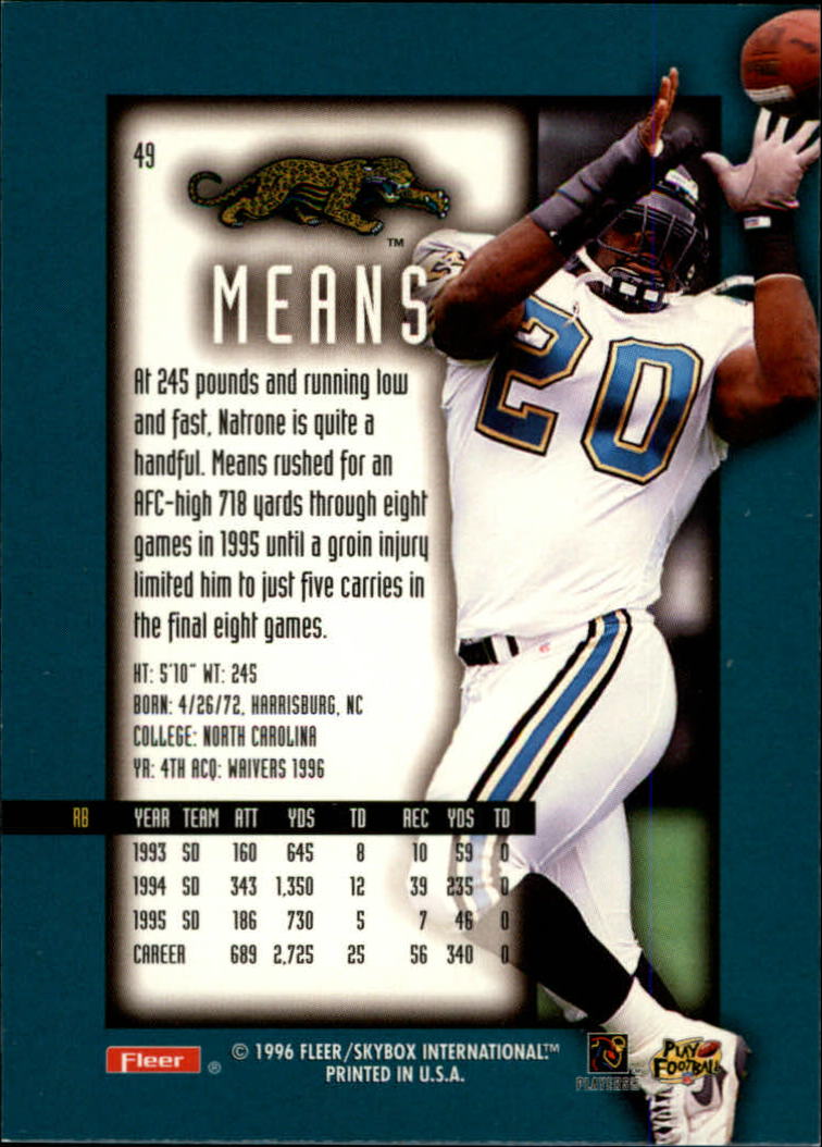 1996 Ultra Sensations (Fleer) Football "Pewter" Parallel Cards - Picture 21 of 49