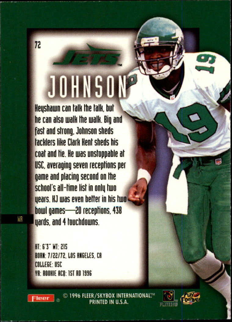 1996 Ultra Sensations Pewter #72 Keyshawn Johnson back image