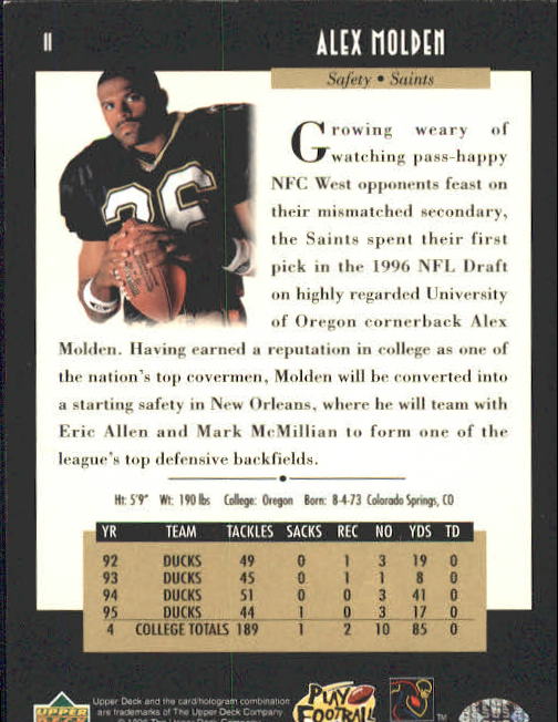 A4272- 1996 Upper Deck Football #s 1-200 +Rookies -You Pick- 15+ FREE US SHIP - Picture 23 of 395