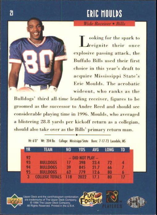 A4272- 1996 Upper Deck Football #s 1-200 +Rookies -You Pick- 15+ FREE US SHIP - Picture 43 of 395