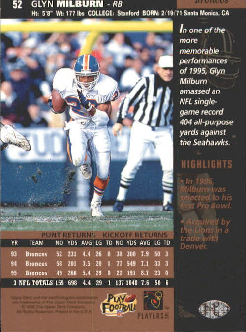 A4272- 1996 Upper Deck Football #s 1-200 +Rookies -You Pick- 15+ FREE US SHIP - Picture 105 of 395