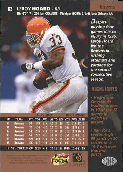A4272- 1996 Upper Deck Football #s 1-200 +Rookies -You Pick- 15+ FREE US SHIP - Picture 127 of 395
